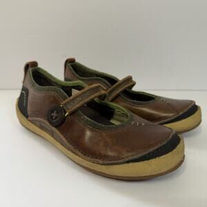 Merrell Womens Paris Saddle Mary Jane Flats Brown Leather Casual Shoes Size 7